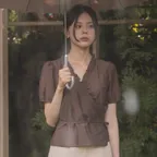 Frill wrap blouse TISU03BL04_Brown