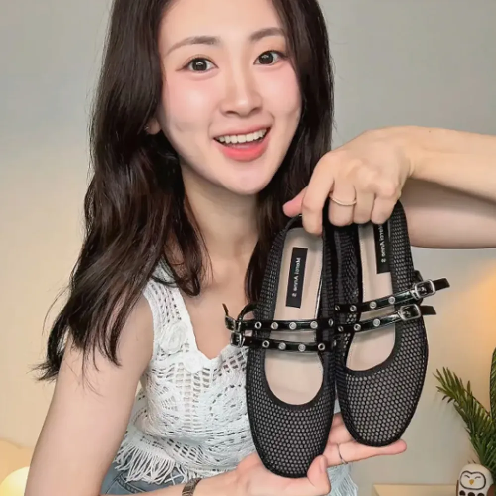[단독][해서영PICK] Mesh Belt Flat Shoes_MB5AS33