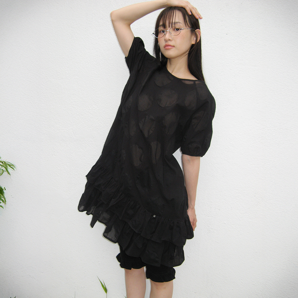 韓国人気モデル着用【RONRON】AIRY DOT RUFFLE LAYERED DRESS2色 Ruffle dress in polka dot taffeta girl | Monnalisa Hong Kong