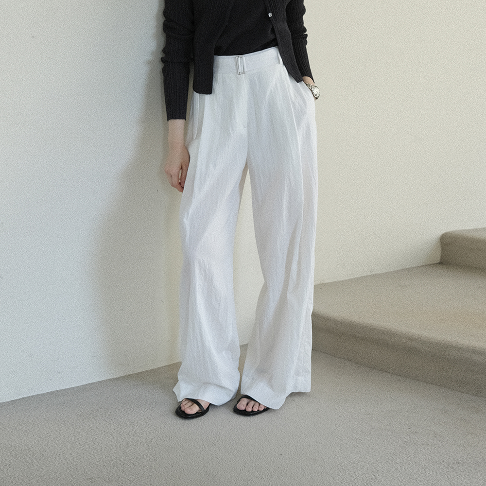 パンツ RONRON COTTON EYELET SCALLOP PENDANT DROP BANDING PANTS WHIT COTTON EYELET SCALLOP PENDANT DROP BANDING PANTS WHITE