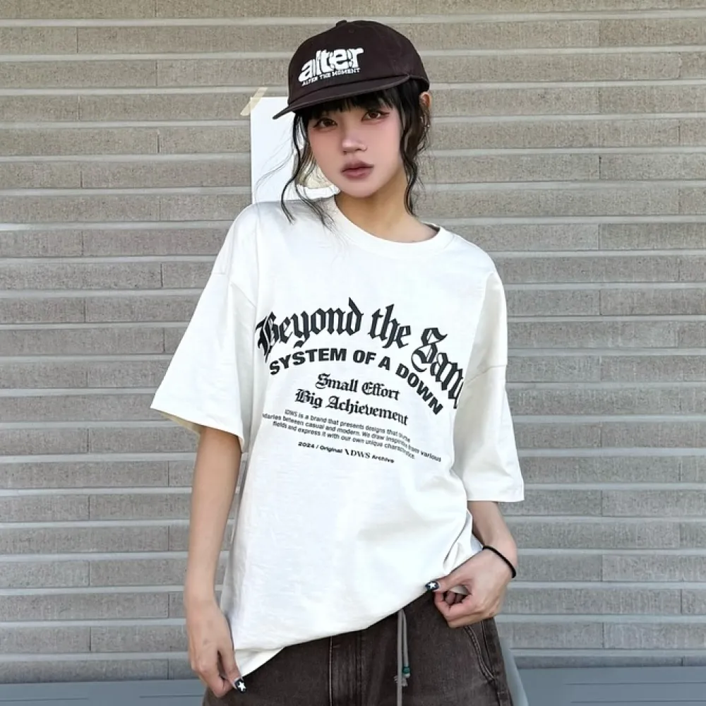 シャツ DOODLE HEART HALF T WHITE DOODLE HEART HALF T WHITE GREYISH BLUE - 감도 깊은 취향