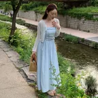 [29CM단독] Jelli shirring choker long dress - paleblue