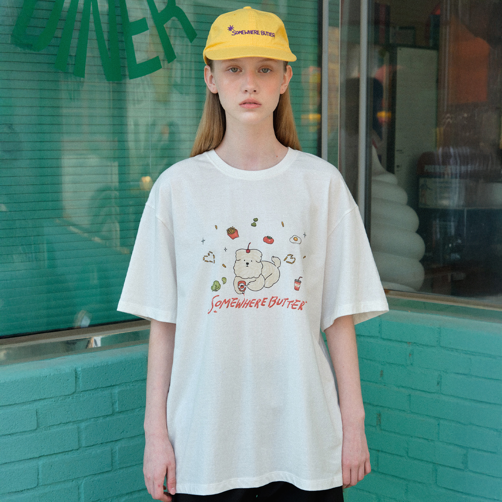 韓国人気 [SOMEWHERE BUTTER] BUTTEREE TRIO OVER-FIT TOP 12th / Butteree trio over-fit top - White melange