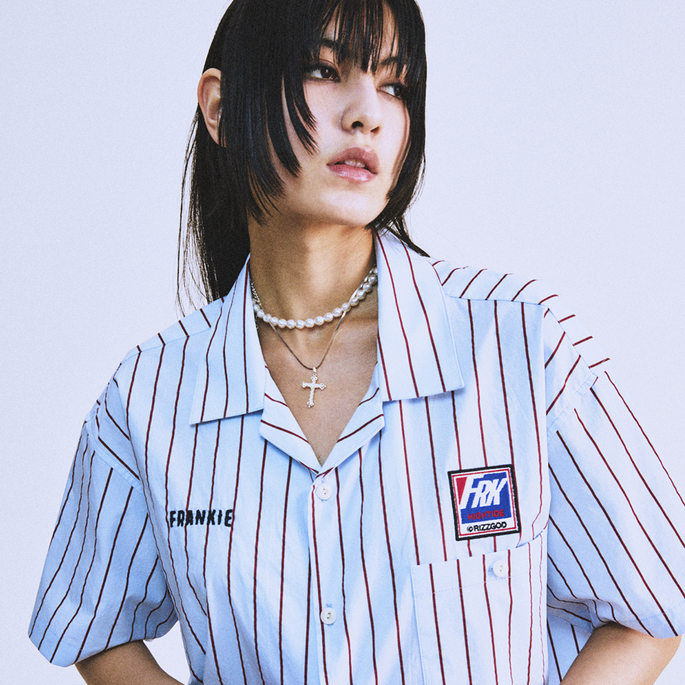 シャツ HIGH TIDE FRANKIE SABOTAGE STRIPE SHIRT BLUE HIGH TIDE FRANKIE SABOTAGE STRIPE SHIRT BLUE