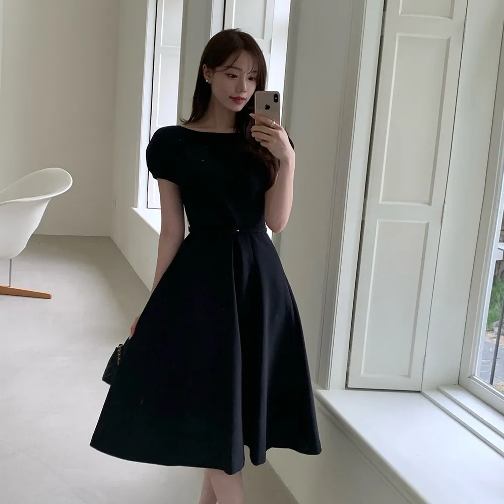 [세린PICK] Cap-sleeve Flare Dress/ Black