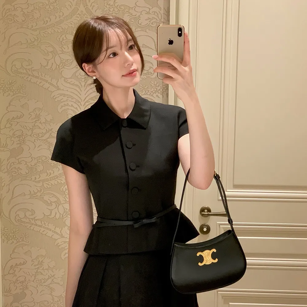 [세린PICK] Cap-sleeve Jacket(벨트 제공)/ Black(2color)