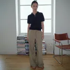 STRIPE COTTON PANTS, KHAKI