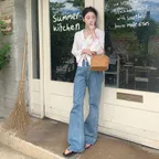 [기장선택]Relaxed washed denim pants_mid blue