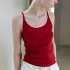 ESSENTIAL COTTON SLEEVELESS TOP_RED_OE2C2MSV70RDA