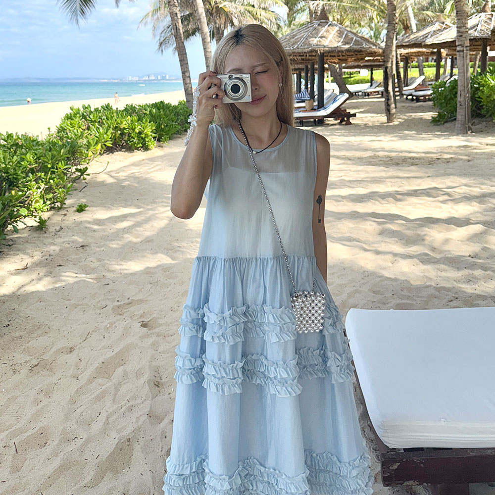 韓国商品/CELITAILS SHEER FRILL LONG DRESS 셀리테일즈(CELITAILS) - 감도 깊은 취향 셀렉트샵 29CM
