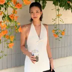 [한겨레 착용] 벨라 홀터넥 니트 탑_아이보리 / BELLA HALTER NECK KNIT TOP_IVORY