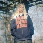 Ad Astra Applique 2way Hoodie Zip Up Navy