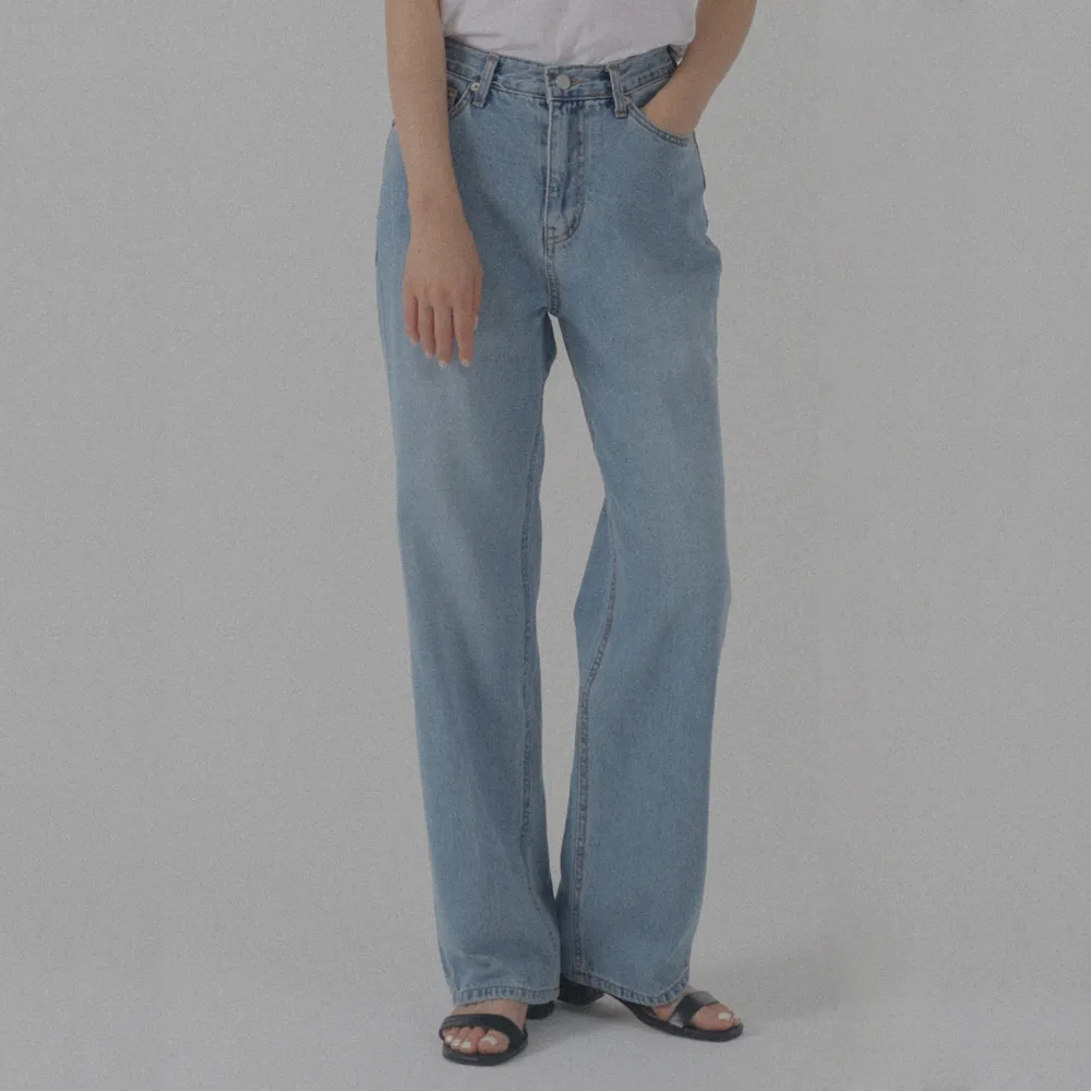 Premium ring yarn straight denim pants_Blue