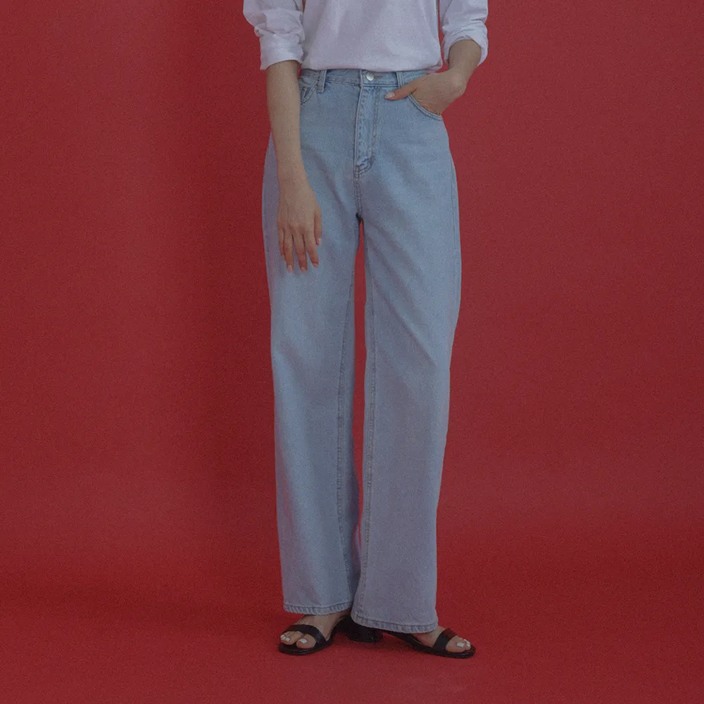 Slop straight fit denim pants_Blue