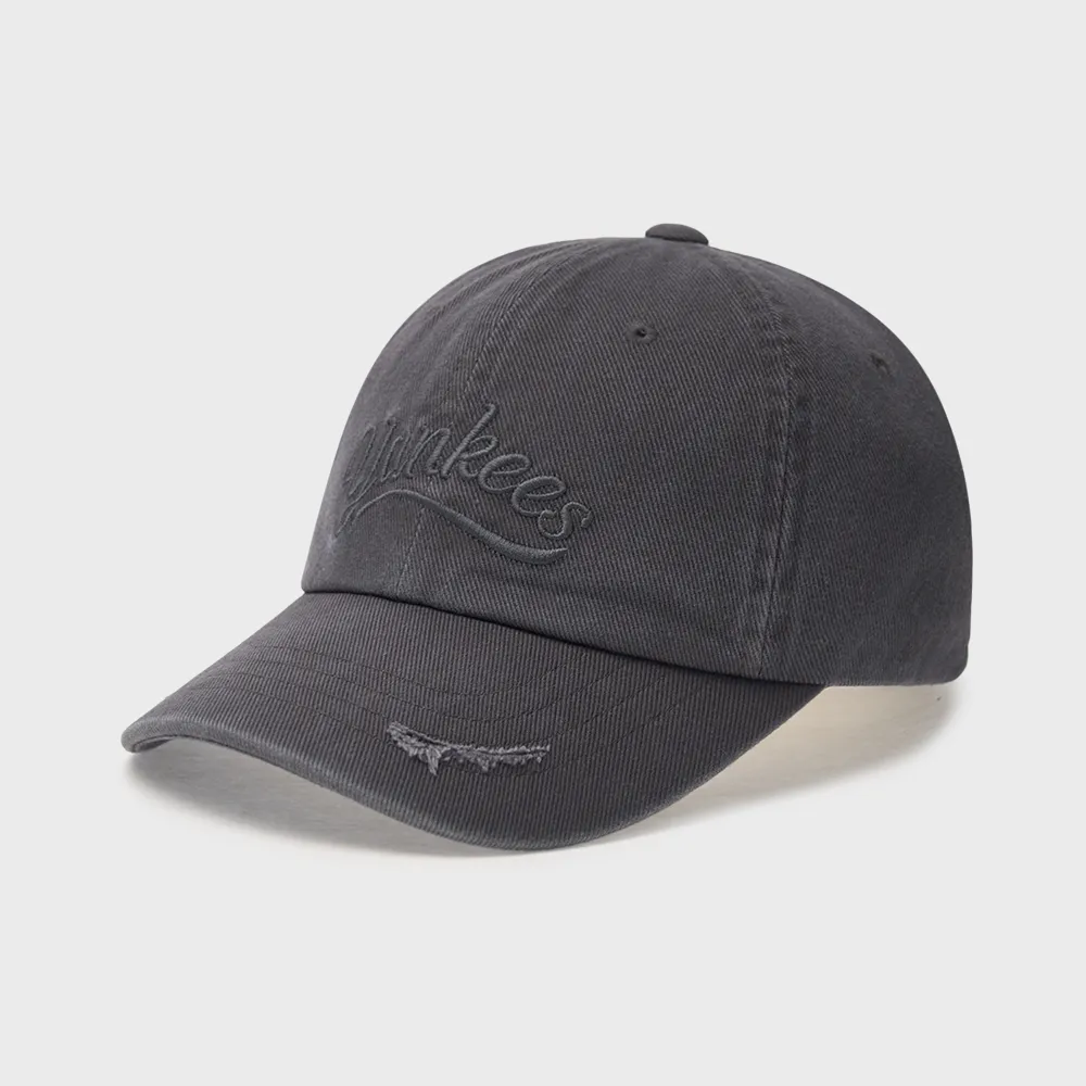 CLASSIC LOGO DAMAGED OVERFIT CAP charcoal - 감도 깊은 취향