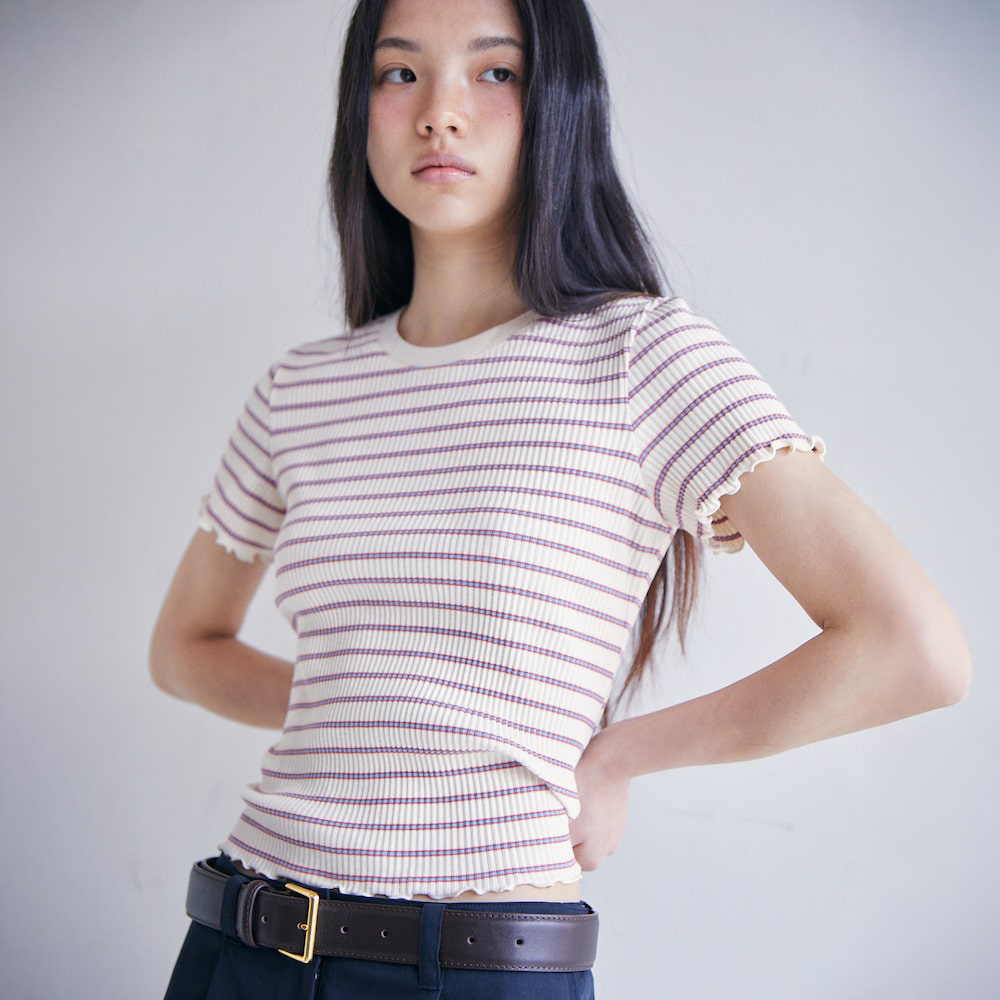 【LOULOUSEOUL】Stripe Ribbon Eyelet Top (White) Stripe Ribbon Eyelet Top (Pink) - 감도 깊은 취향 셀렉트샵 29CM