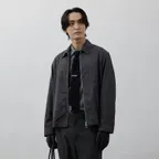 Washed Cotton Zip-up Jacket - Charcoal Grey