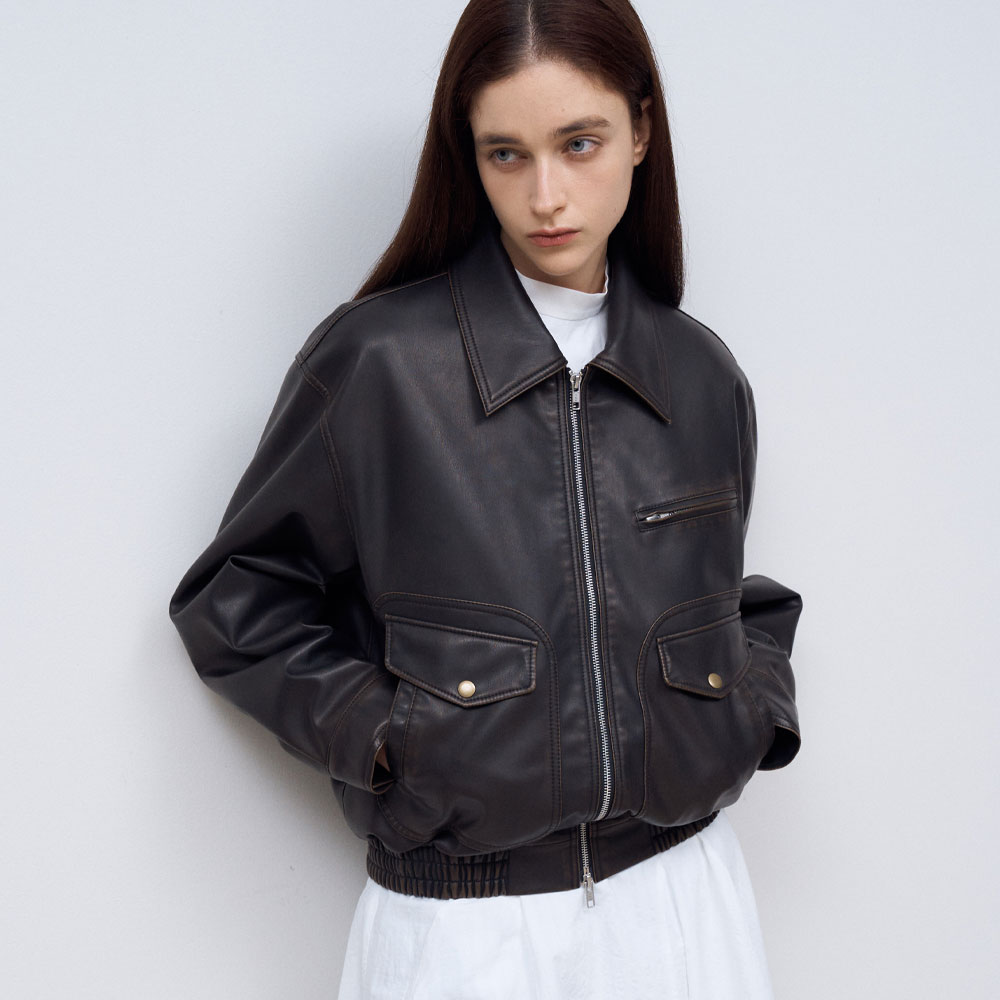 polysooem★韓国★人気★RIBBED PANEL BIKER JACKET/追跡あり Polysooem Ribbed Panel Biker Jacket - Red | International Store