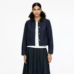 (W) 코듀로이 칼라 데님 오버셔츠 (1294785-002) (Dark rinse)