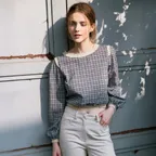 RIZZ round check blouse_BLUE CHECK