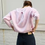 Pleats-Back Wool Round Knit - Lilac Pink