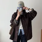 (우먼) 워시드 프렌치 자켓 하프코트_다크브라운