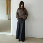 WOOL LONG SLIT SKIRT, CHECK