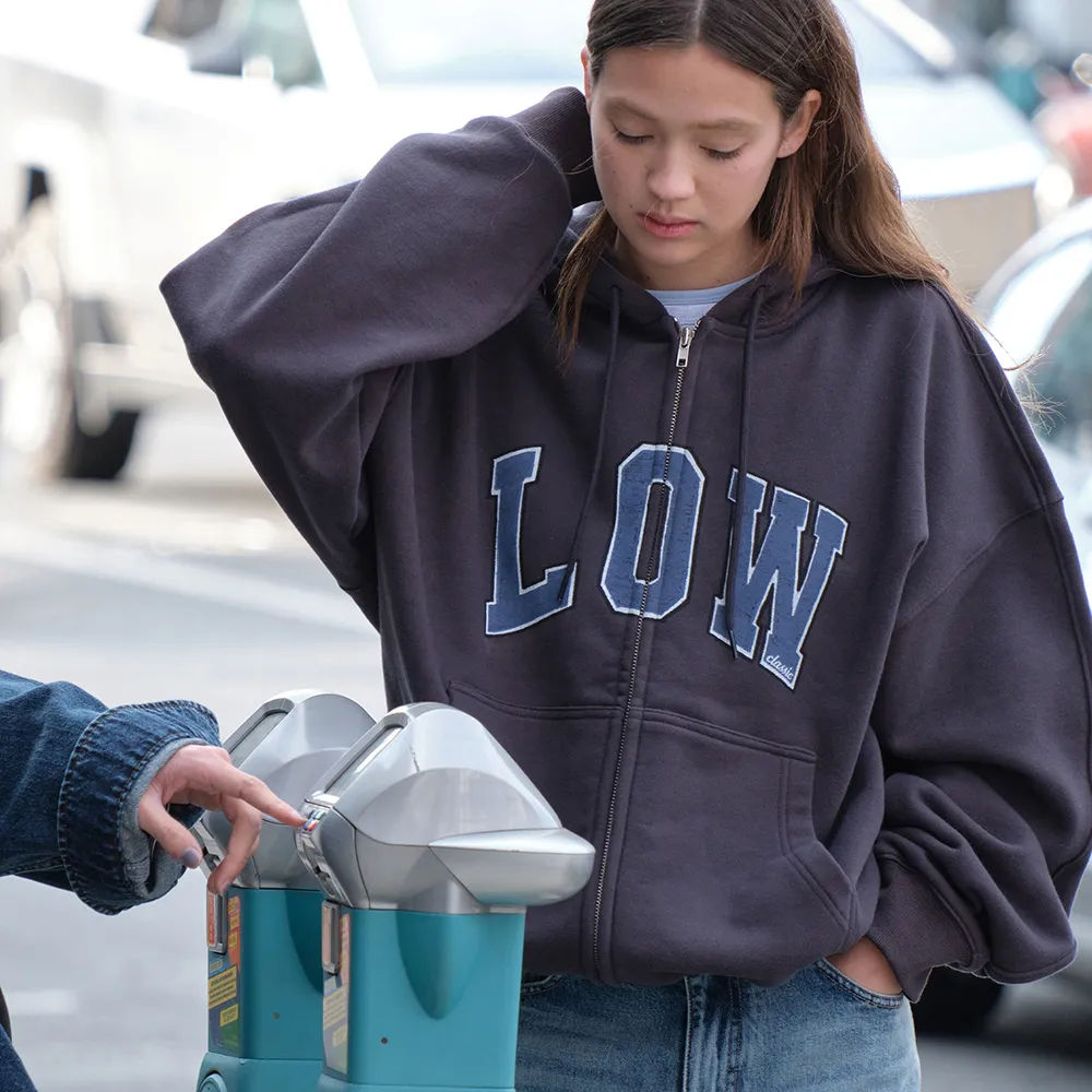 LOW SOFT SWEAT ZIP-UP HOODIE_CHARCOAL [LC267TS12CC]