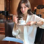 10/10예약배송_[1/2size][RENEWAL] Draped tie blouse_ivory