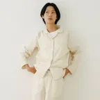 [29CM 단독] (uni) 모노 라운지 셋업 크림 (Needle Stich) 파자마 잠옷