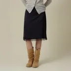 [9/3 20시 오픈] AILE SATIN LACE SKIRT_NAVY