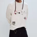INSANE STAR GRAPHIC LONG SLV_IVORY