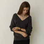 Sensual loose fit reglan v neck knit - charcoal