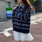 [9/3 20시 오픈] HERRY STRIPE KNIT_NAVY