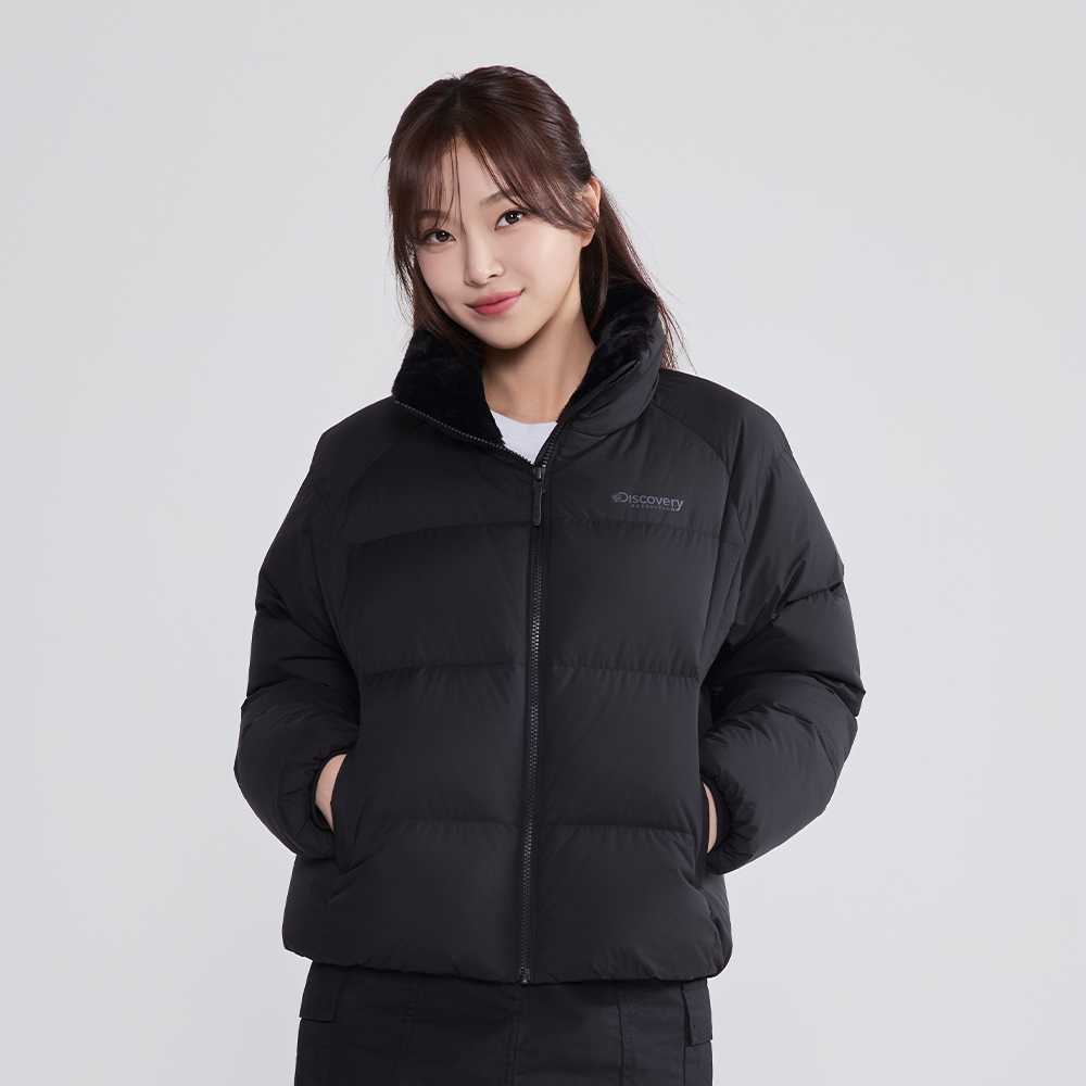 여성 올리브 글로우 다운 숏패딩 (BLACK)