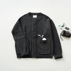 Fine Wool Roundneck Cardigan (Charcoal)