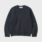 (UNISEX) 부클 래글런 크롭 라운드 니트 BLACK