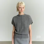 RACOON WOOL HALF SLEEVE TOP GRAY