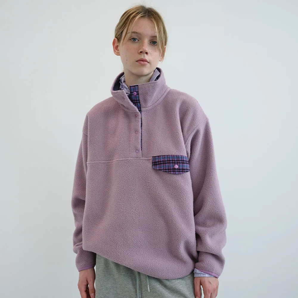 레트로 스냅 플리스 아노락 (Lavender)