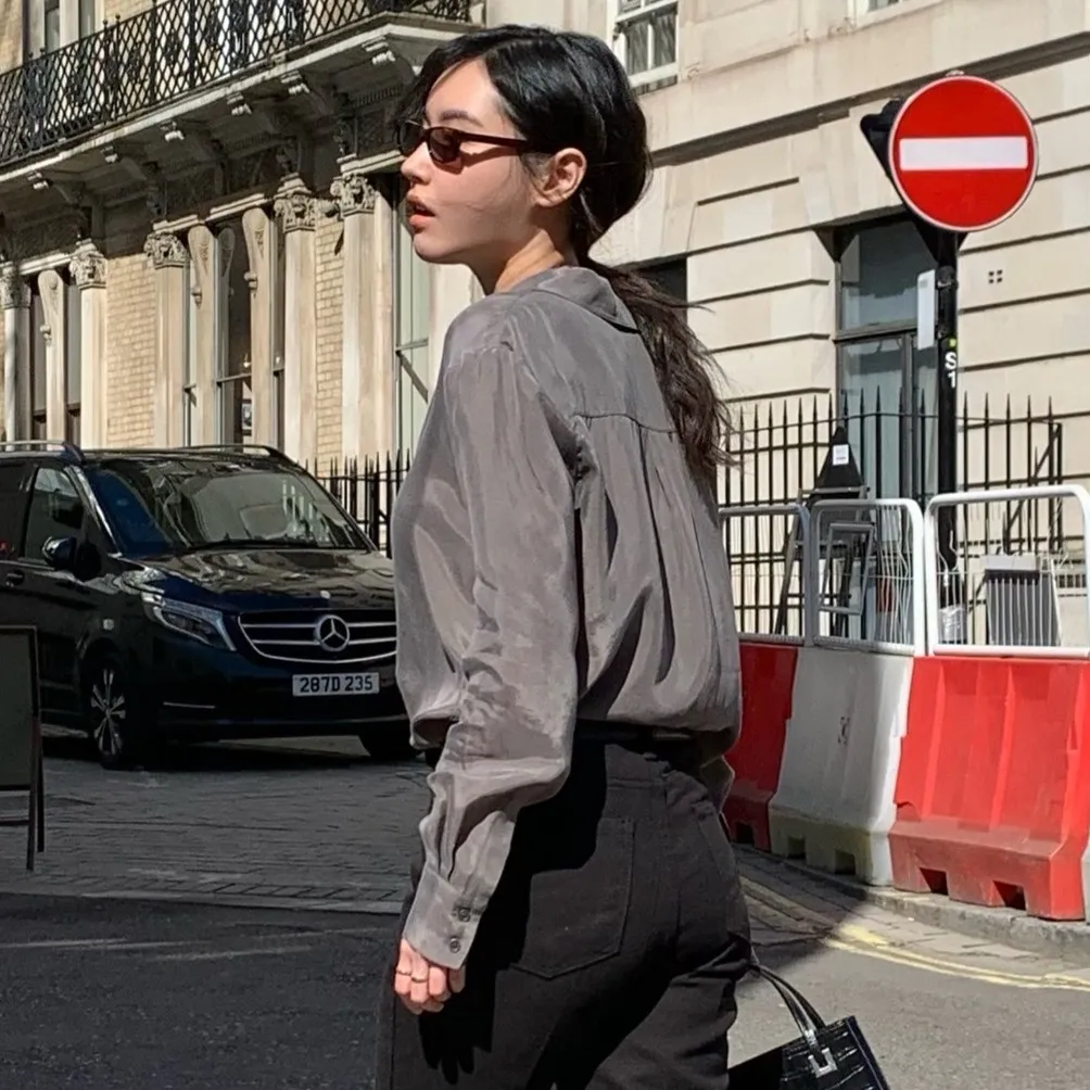 PLEATED CUPRA BLOUSE