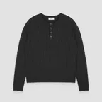 ESSENTIAL BUTTON-UP ROUND KNIT BK