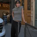 Alpaca cap sleeve half neck knitwear_charcoal