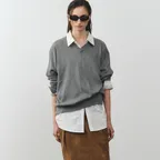 울 블렌드 브이넥 니트 (그레이)