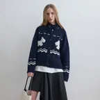 Puppy Cowichan Cardigan_NAVY