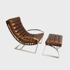 [de Bejarry] 프랑스 드비저리 마드리드 라운지 체어 X 오토만 세트 (빈티지레더)