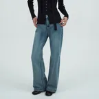 [플비 착용][기장선택]Semi Boot-cut Denim Pants[LMBEAU24DN4123-1]-Vintage Blue