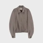BEIGE HOUNDSTOOTH CHECK HARRINGTON JACKET