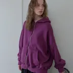SOFT SWEAT ZIPUP HOODIE, PURPLE