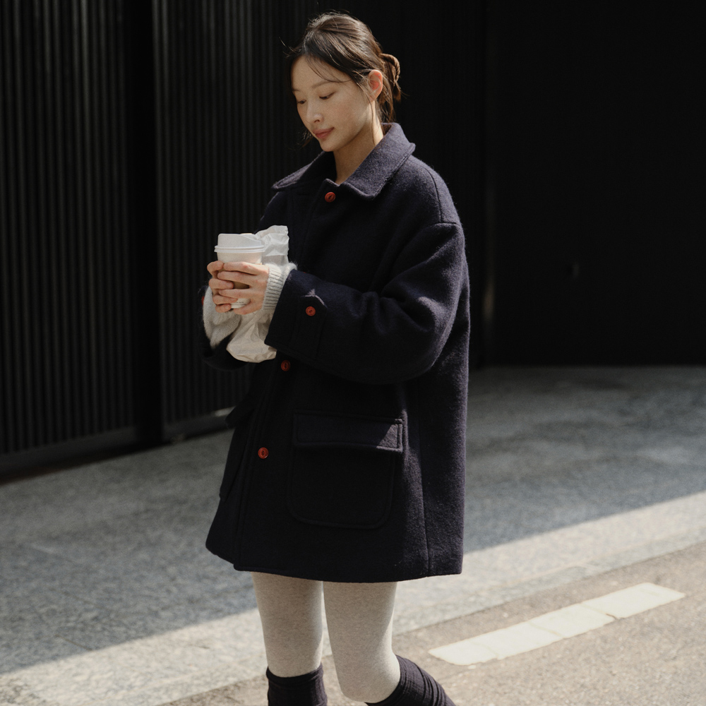 ジャケット・アウター CAEL handmade wool buckle short coat CAEL handmade wool buckle short coat_black - 감도 깊은 취향