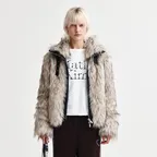 NECK BUCKLE CROP FUR JUMPER IN IVORY